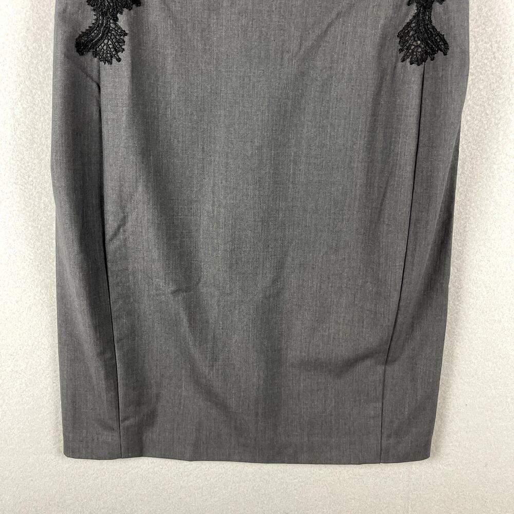 Josie Natori Wool Blend Sheath Dress Women 6 Lace Career Witchy Dark Academia - Picture 3 of 14
